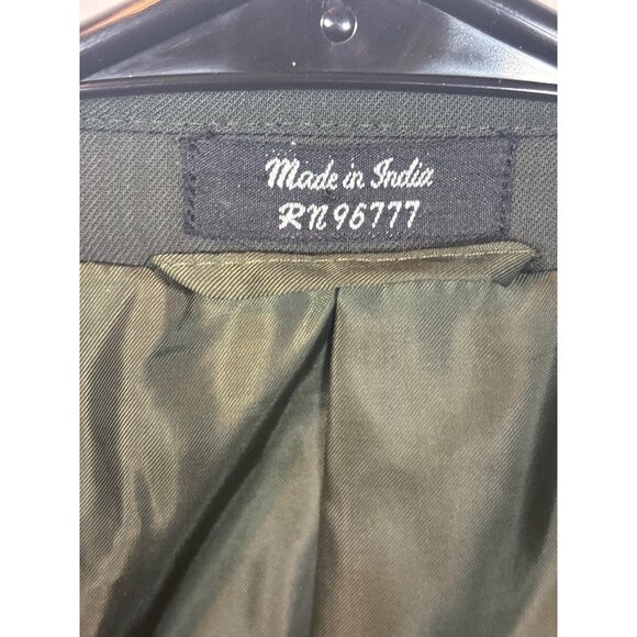 Mens Dark Green Three-Button Suit Jacket With Notch Lapel & Inner Lining - Picture 6 of 16